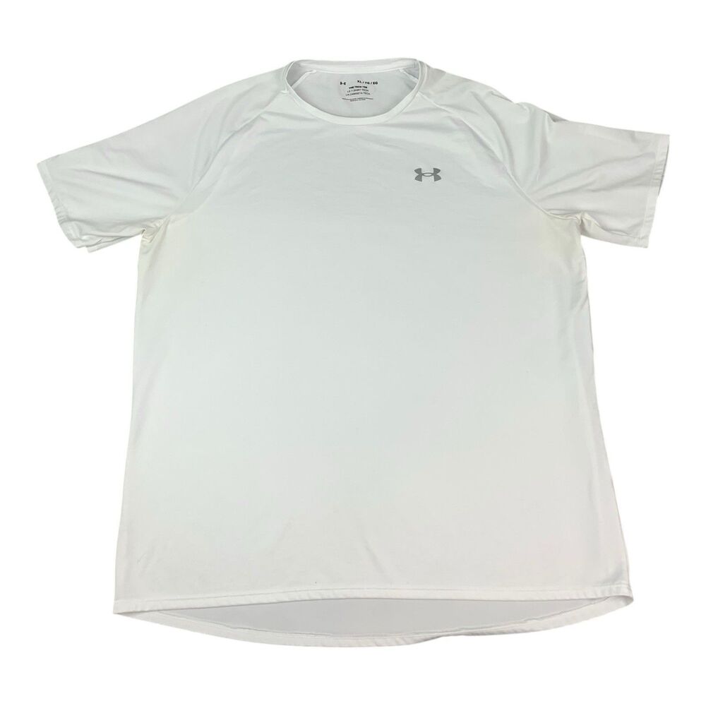 Under Armour Tech Tee Shirt White, Performance Moisture Wicking, Mens Size XL